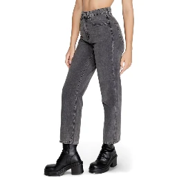 Gray Cotton Mom Jeans