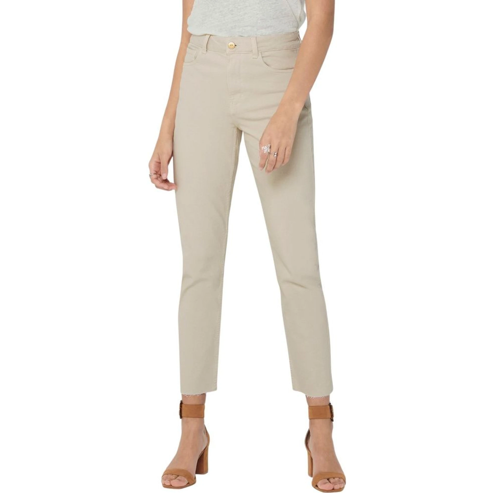 Beige Cotton Mom Jeans