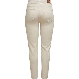 Beige Cotton Mom Jeans