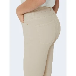 Beige Cotton Mom Jeans