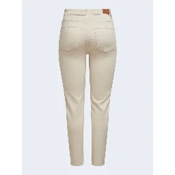 Beige Cotton Mom Jeans
