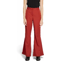 Red Polyester Flared Pants