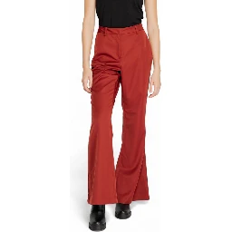 Red Polyester Flared Pants