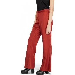 Red Polyester Flared Pants