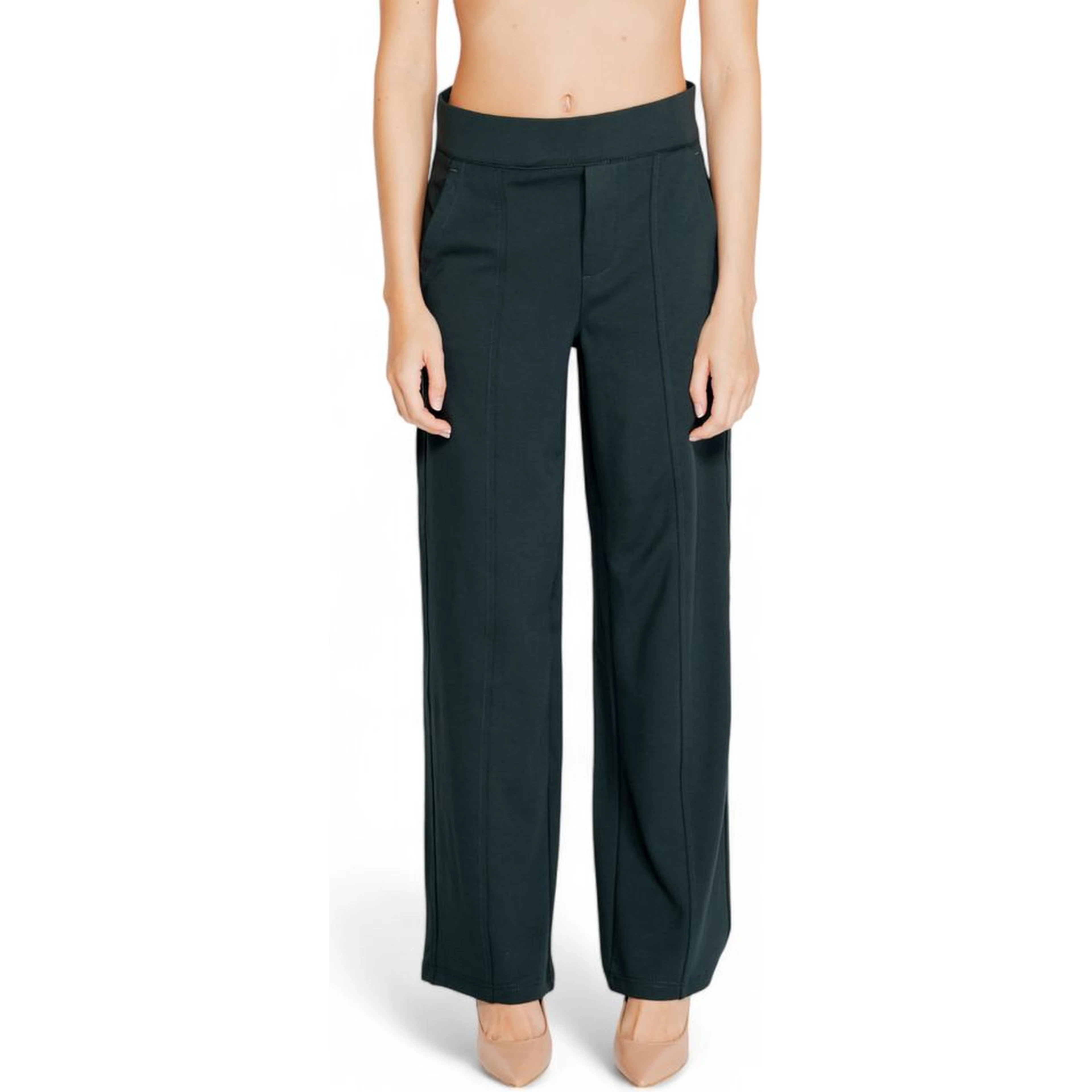 Green Viscose Flared Pants