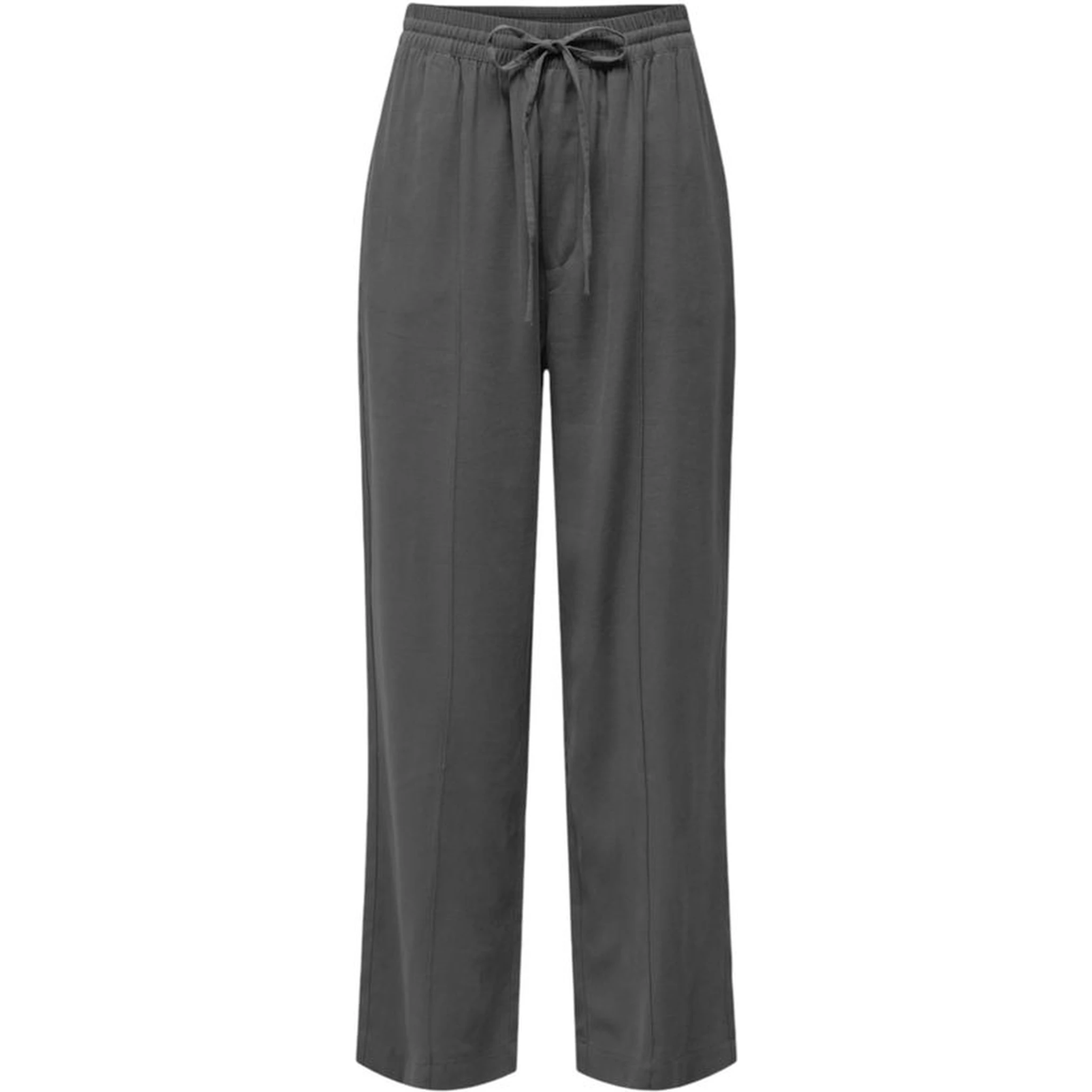 Gray Viscose Casual Pants