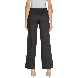 Black Polyester Casual Pants