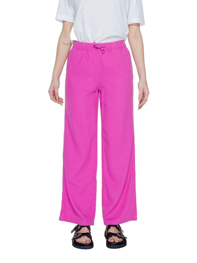 Pink Linen Casual Pants