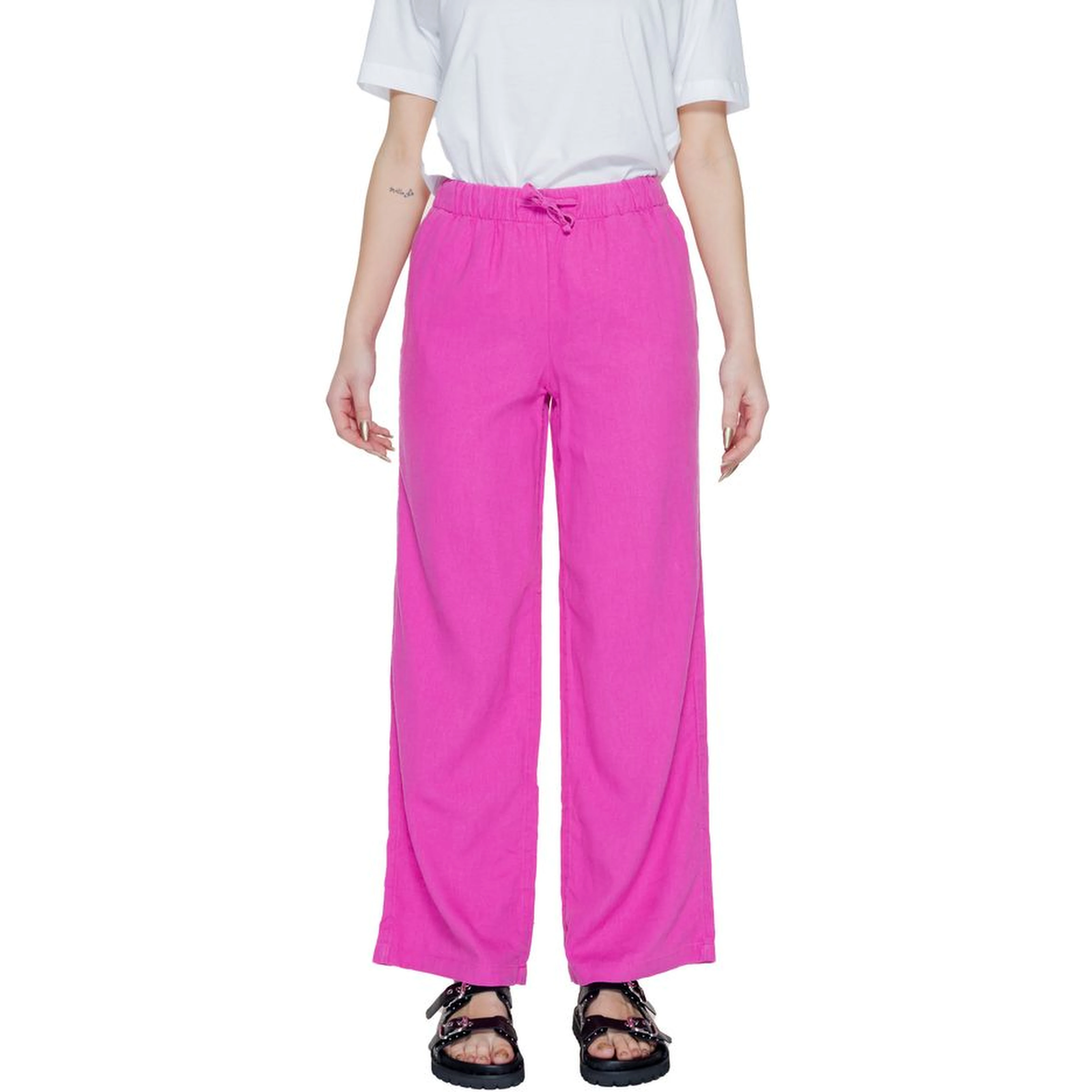Pink Linen Casual Pants