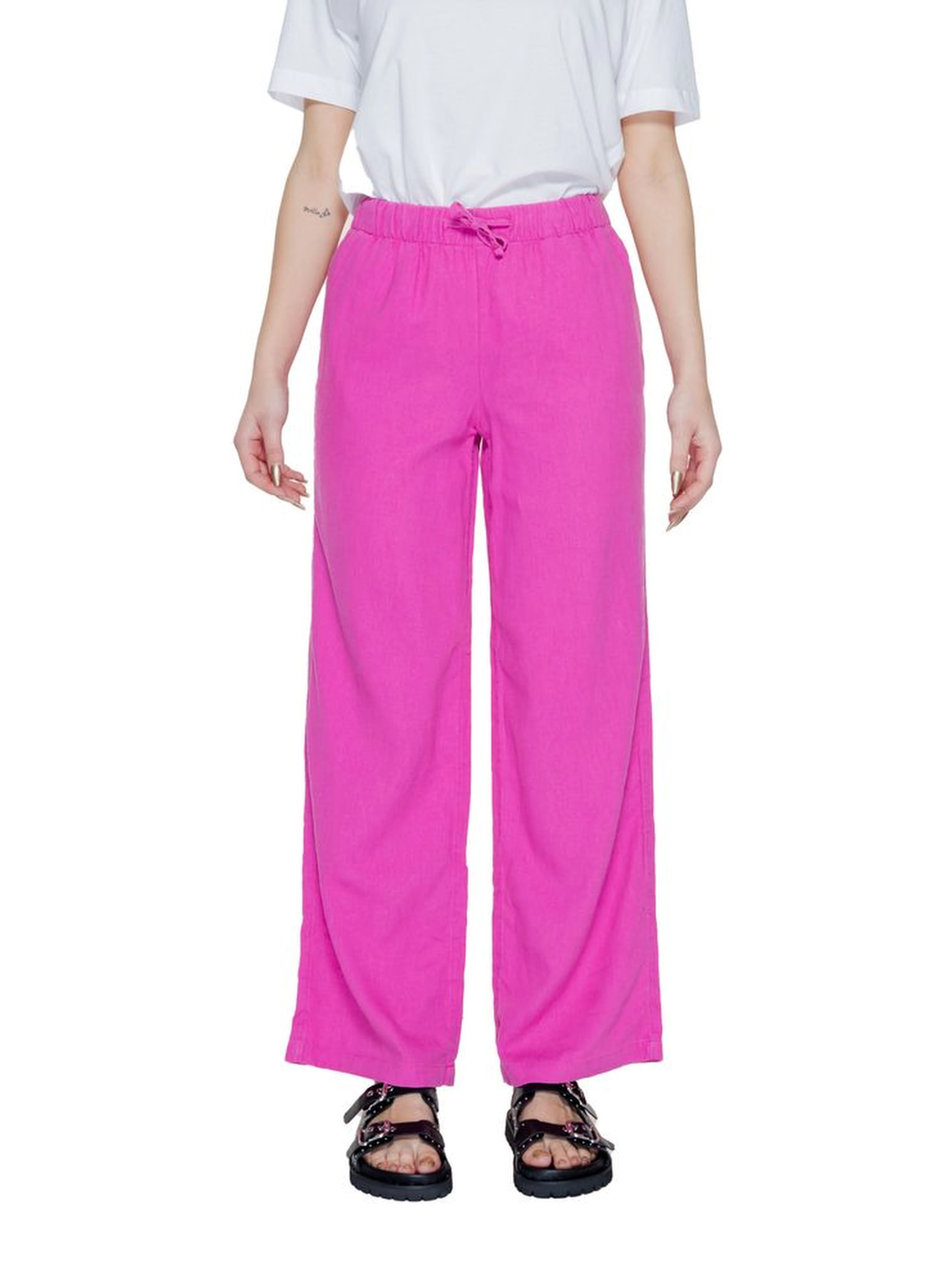 Pink Linen Casual Pants
