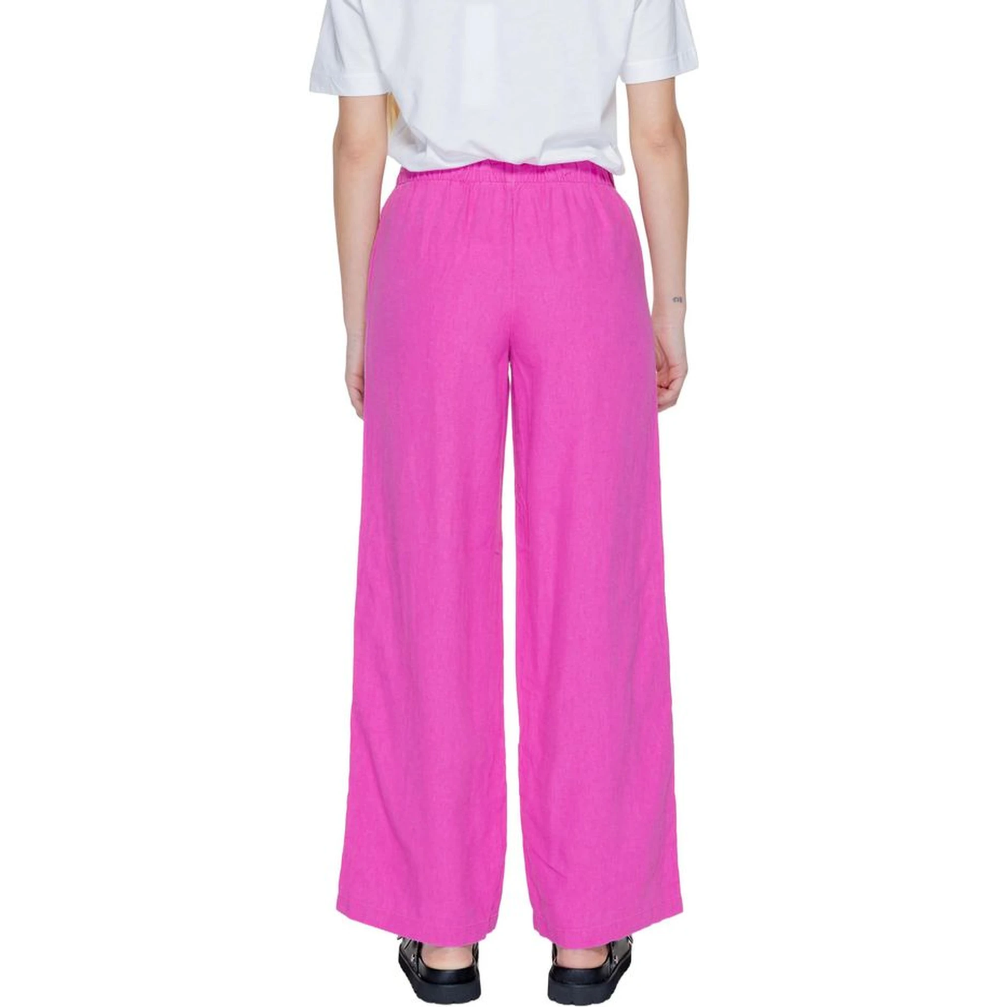 Pink Linen Casual Pants
