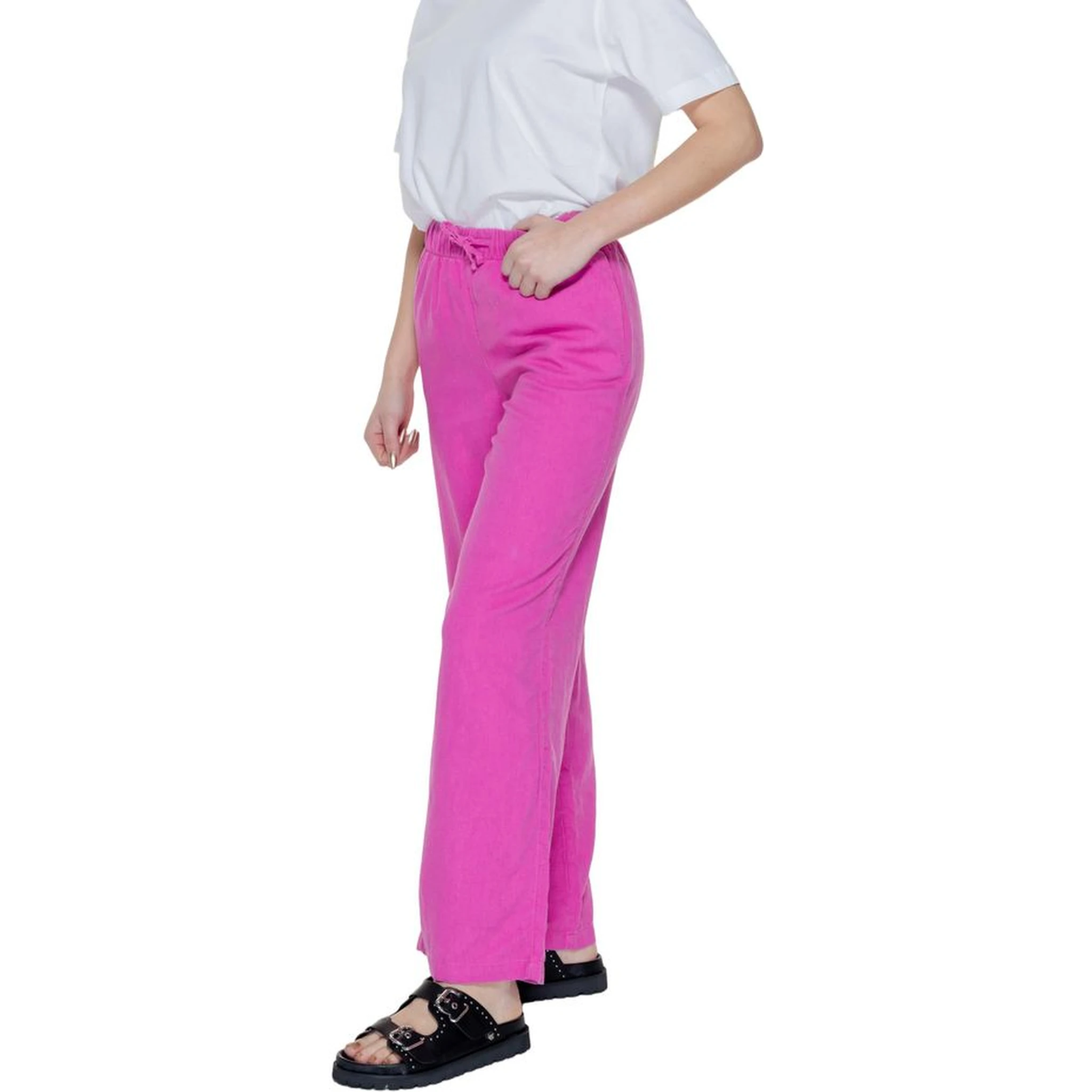 Pink Linen Casual Pants