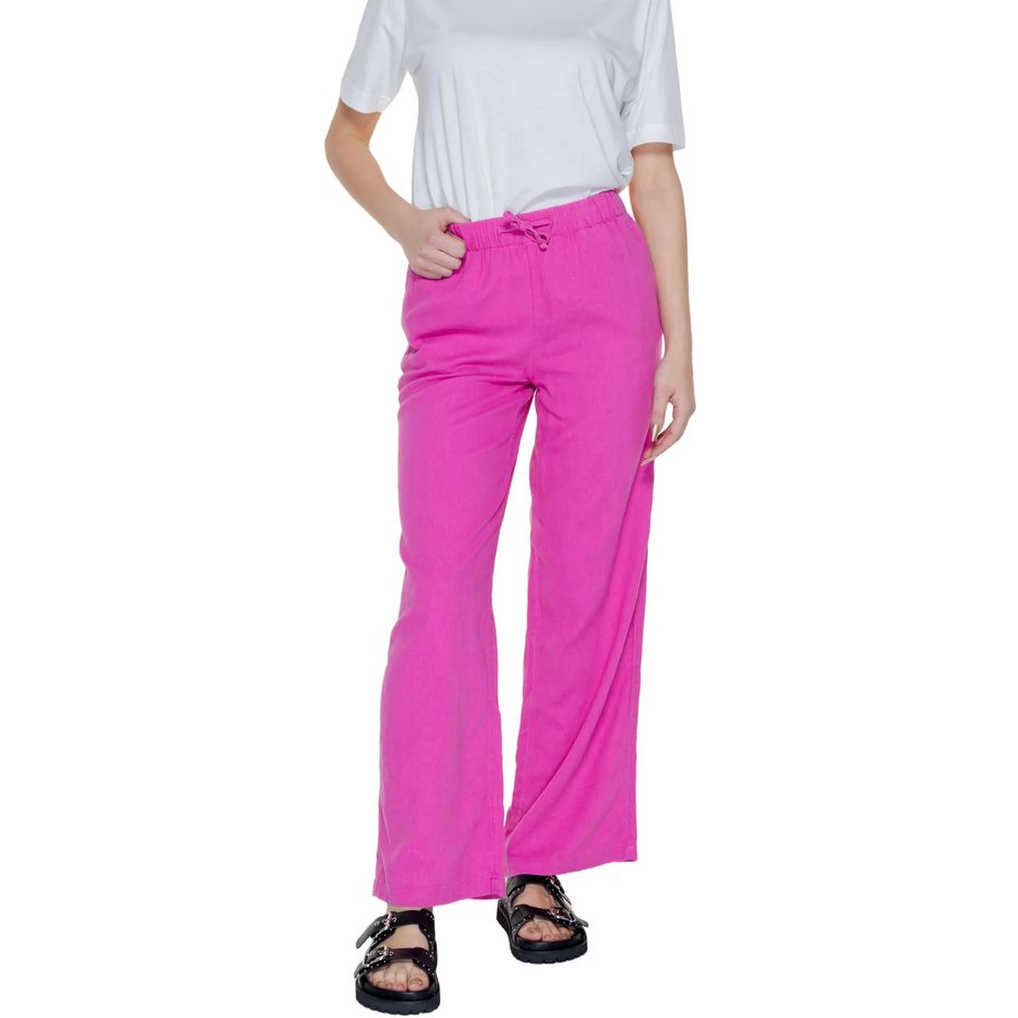 Pink Linen Casual Pants