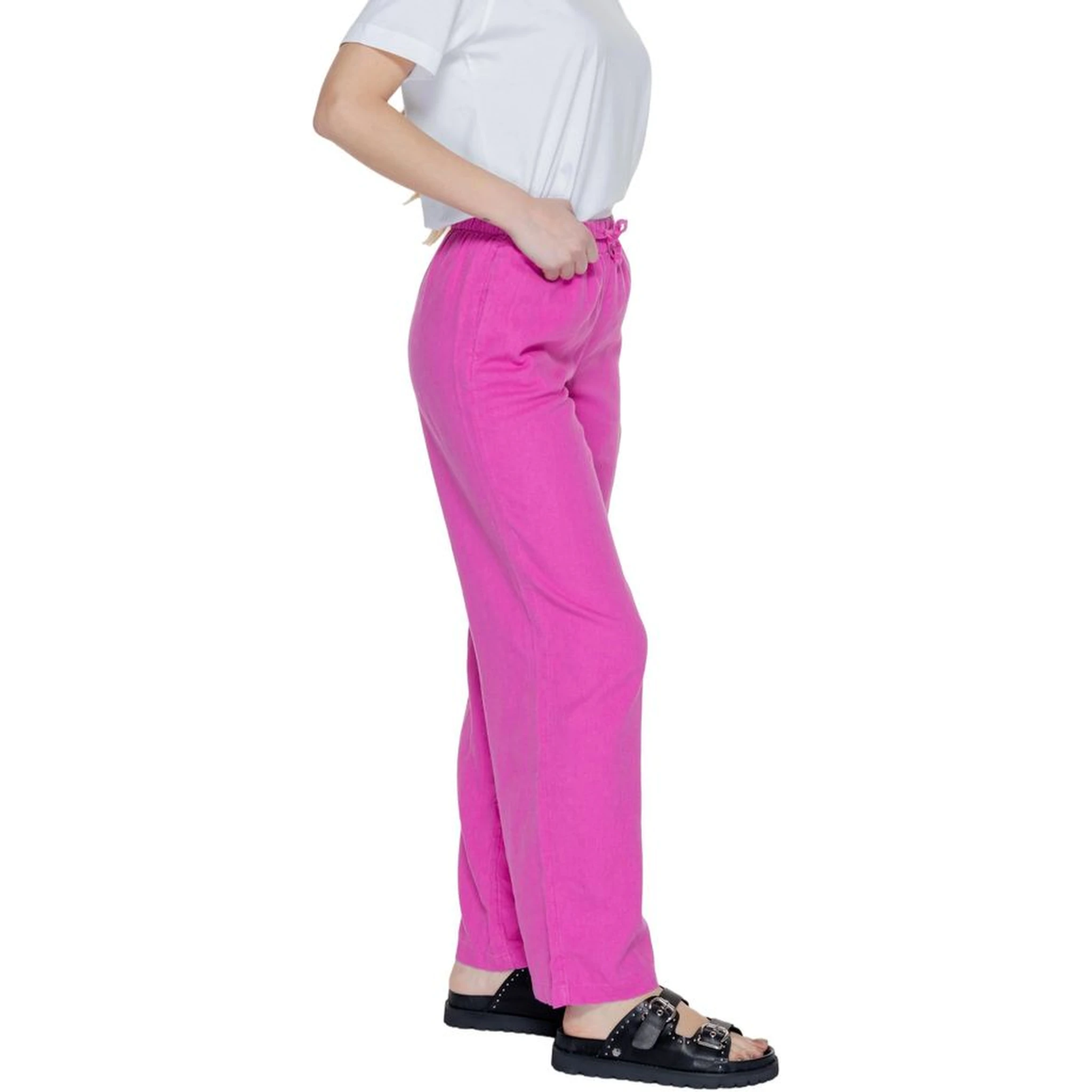 Pink Linen Casual Pants