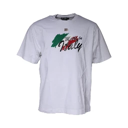 White Graphic Print Cotton Crew Neck T-shirt