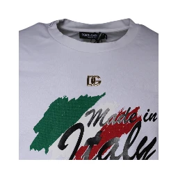 White Graphic Print Cotton Crew Neck T-shirt