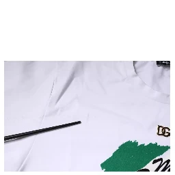 White Graphic Print Cotton Crew Neck T-shirt