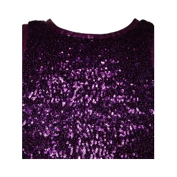 Purple Sequin Round Neck Sleeveless T-shirt
