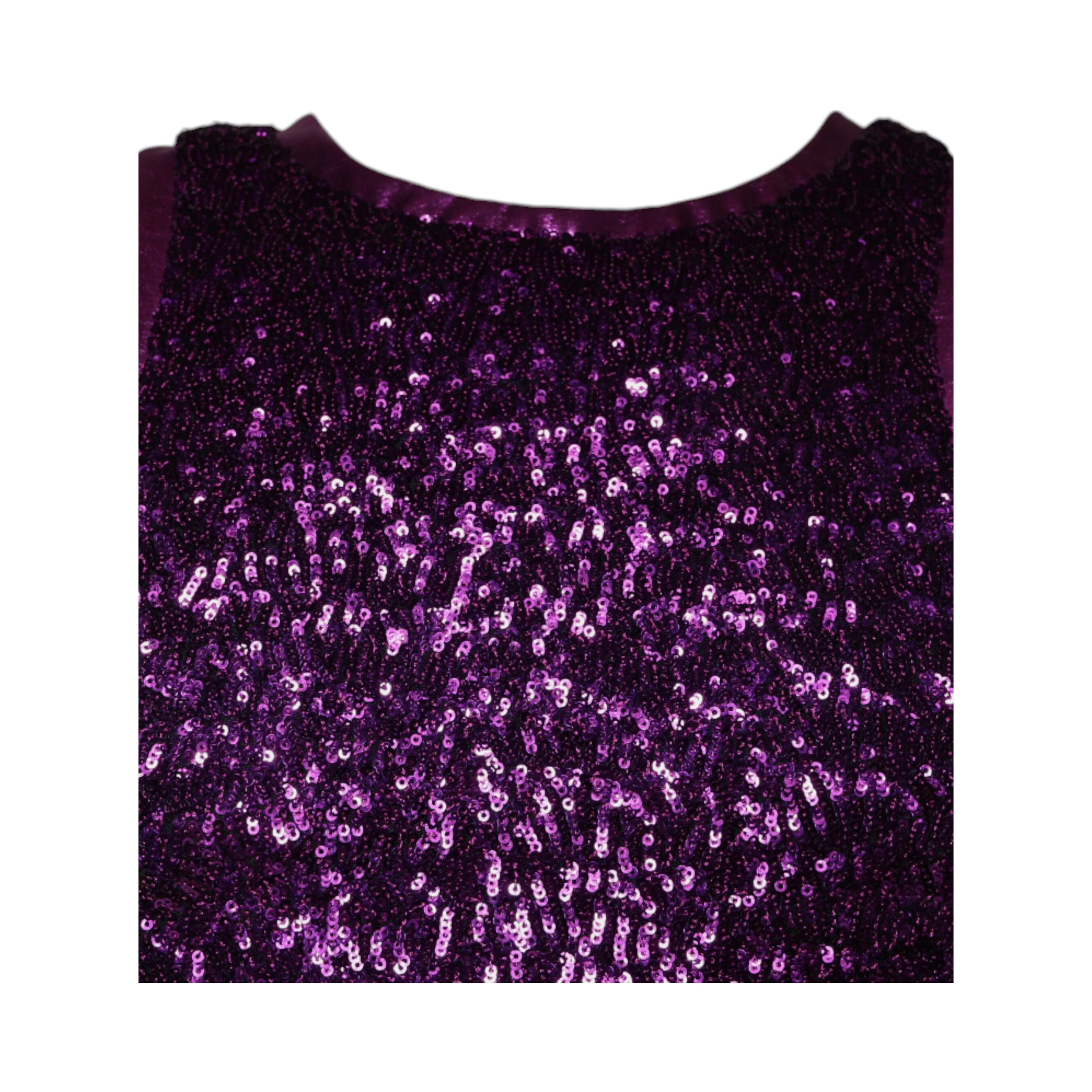 Purple Sequin Round Neck Sleeveless T-shirt