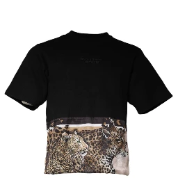 Black Leopard Cotton Short Sleeves T-shirt