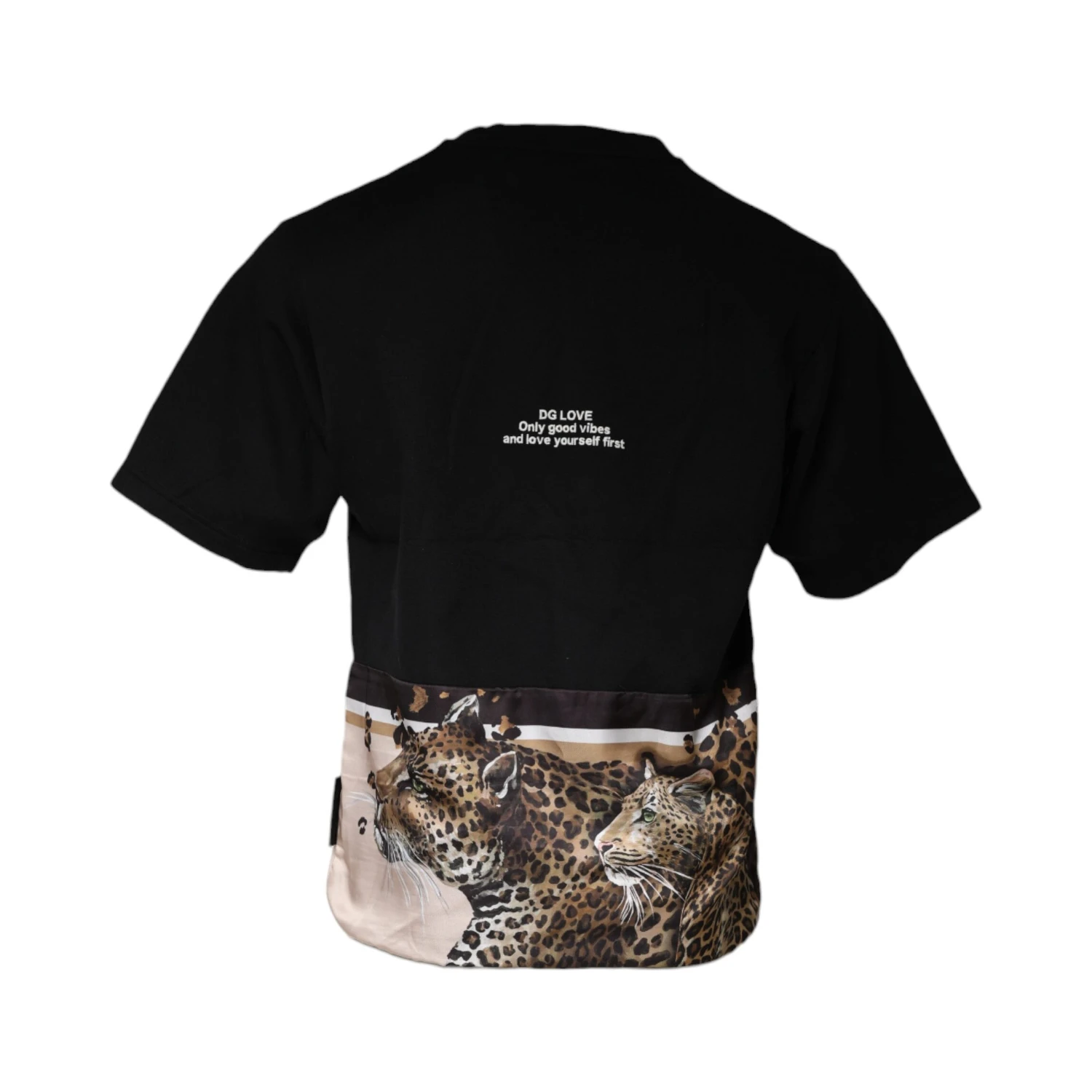 Black Leopard Cotton Short Sleeves T-shirt