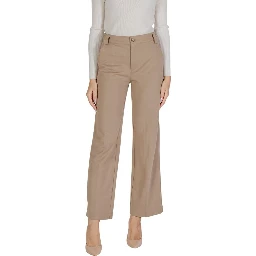 Beige Viscose Casual Pants