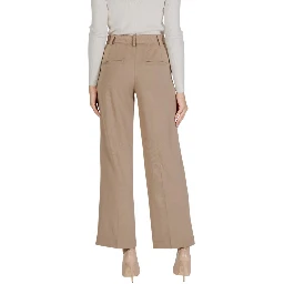 Beige Viscose Casual Pants