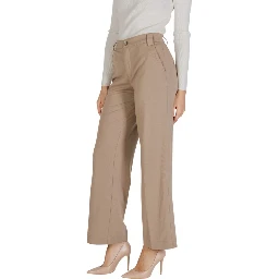 Beige Viscose Casual Pants