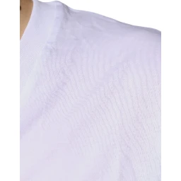 White Logo Cotton Vneck Short Sleeve T-shirt