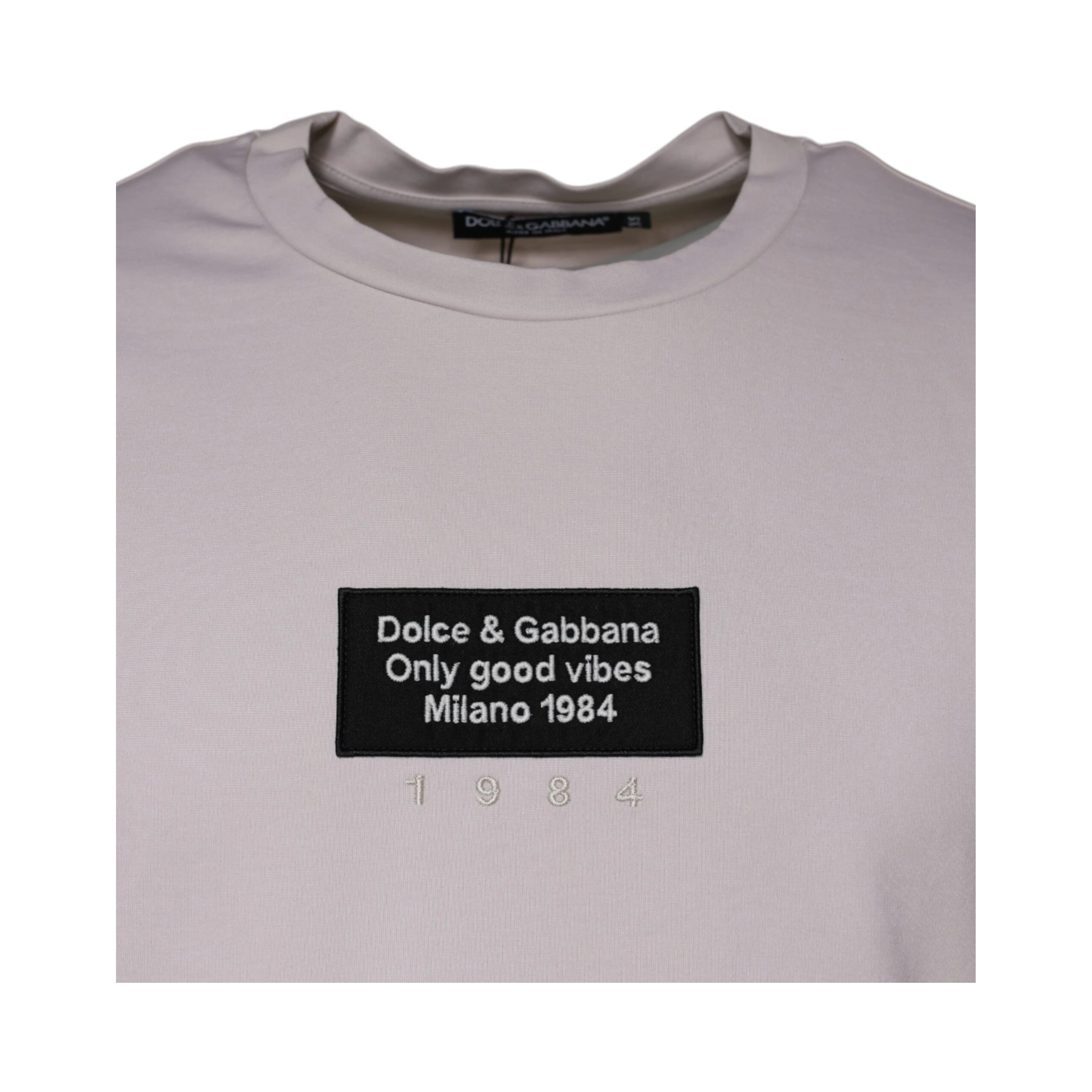 Beige Logo Cotton Blend Crew Neck T-shirt