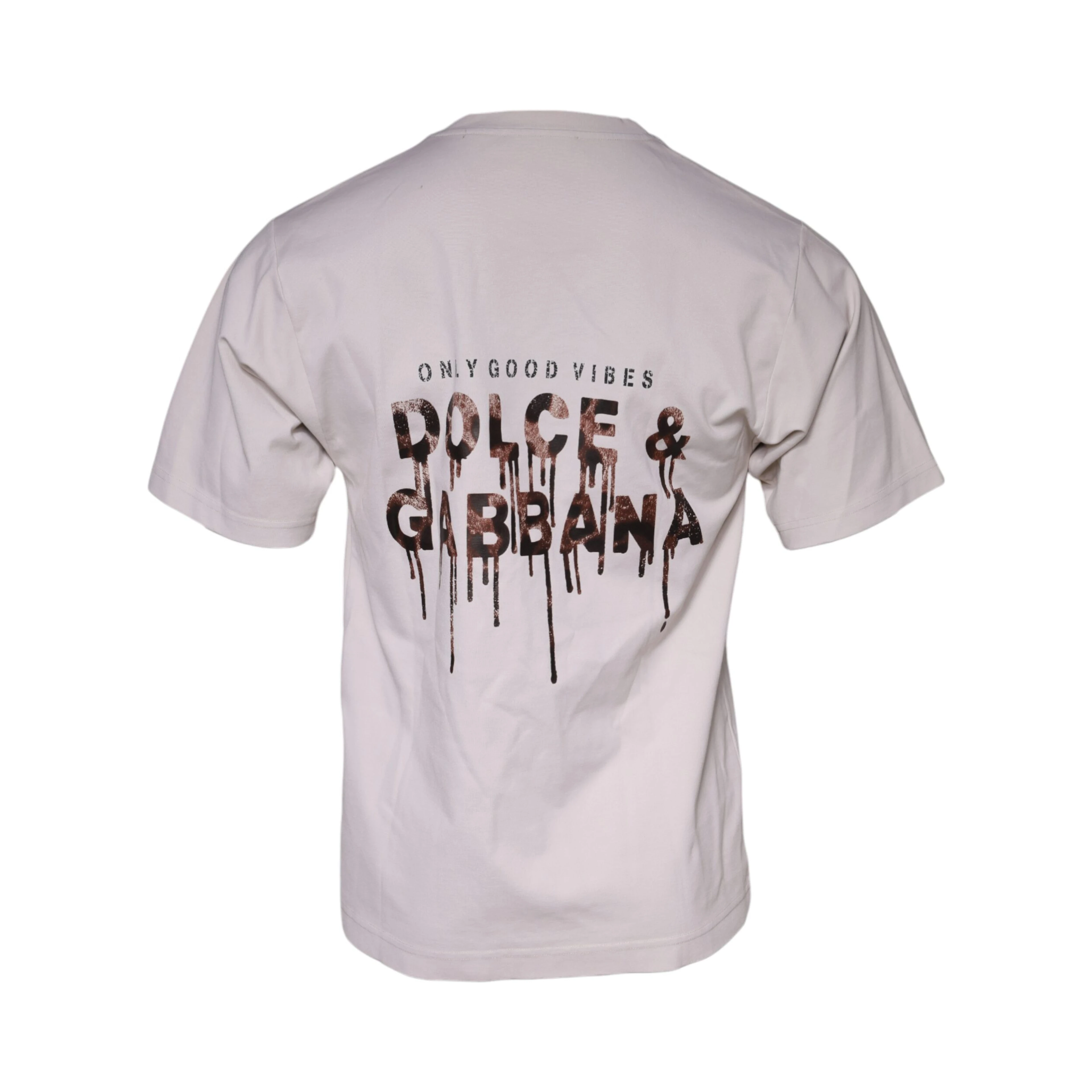 Beige Logo Cotton Blend Crew Neck T-shirt