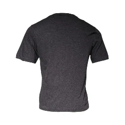 Gray Logo Patch Cotton Crew Neck T-shirt