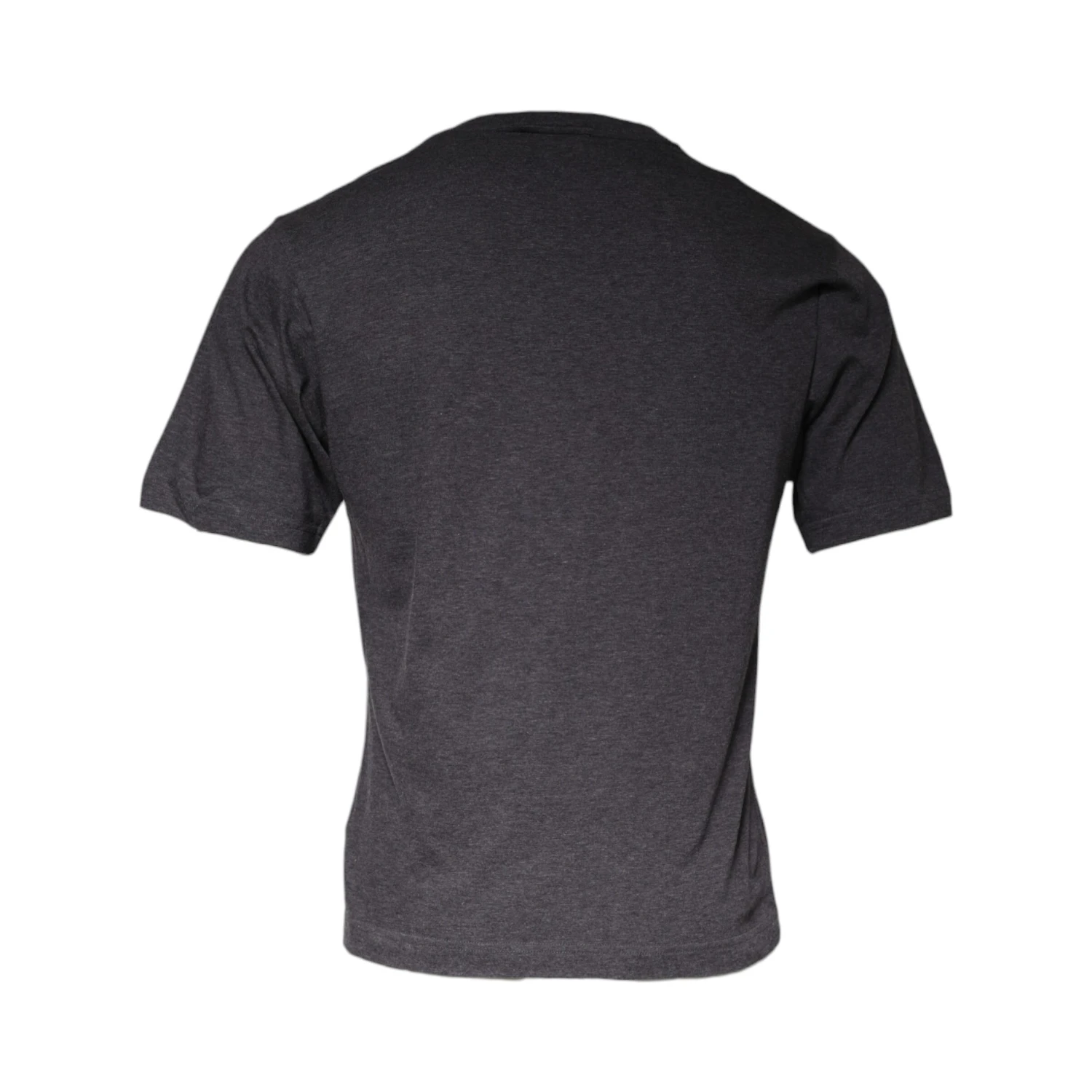 Gray Logo Patch Cotton Crew Neck T-shirt