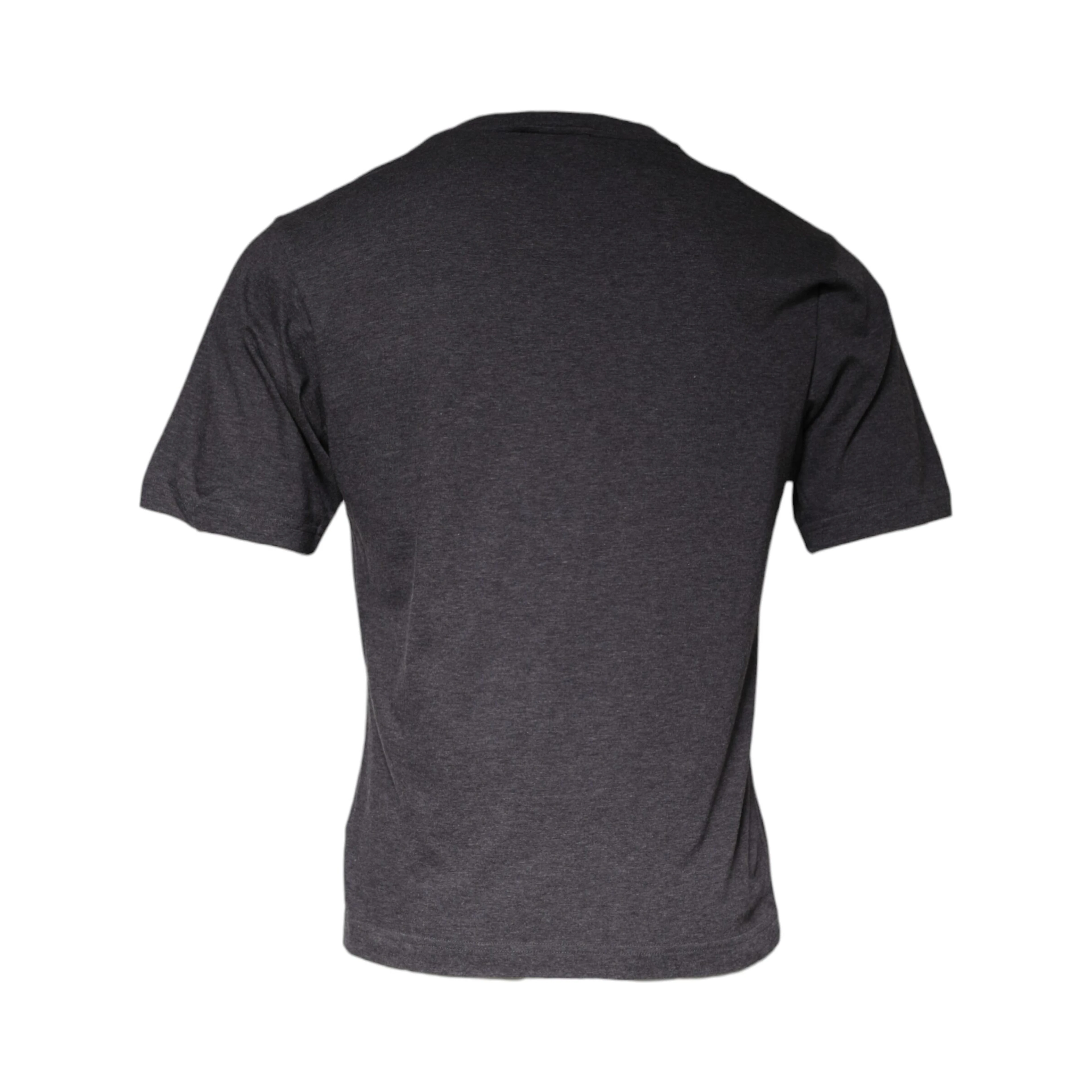 Gray Logo Patch Cotton Crew Neck T-shirt