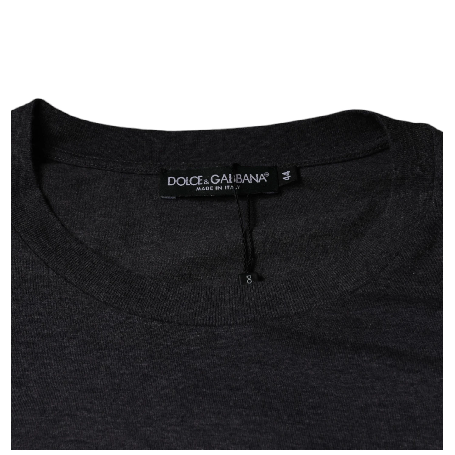 Gray Logo Patch Cotton Crew Neck T-shirt