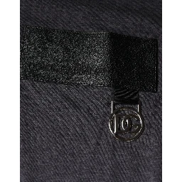 Gray Logo Patch Cotton Crew Neck T-shirt