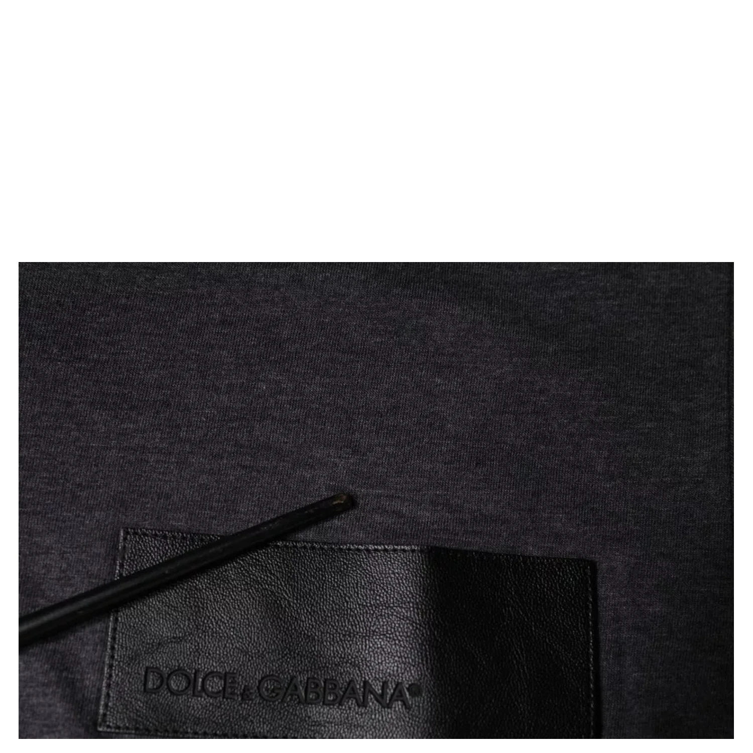 Gray Logo Patch Cotton Crew Neck T-shirt