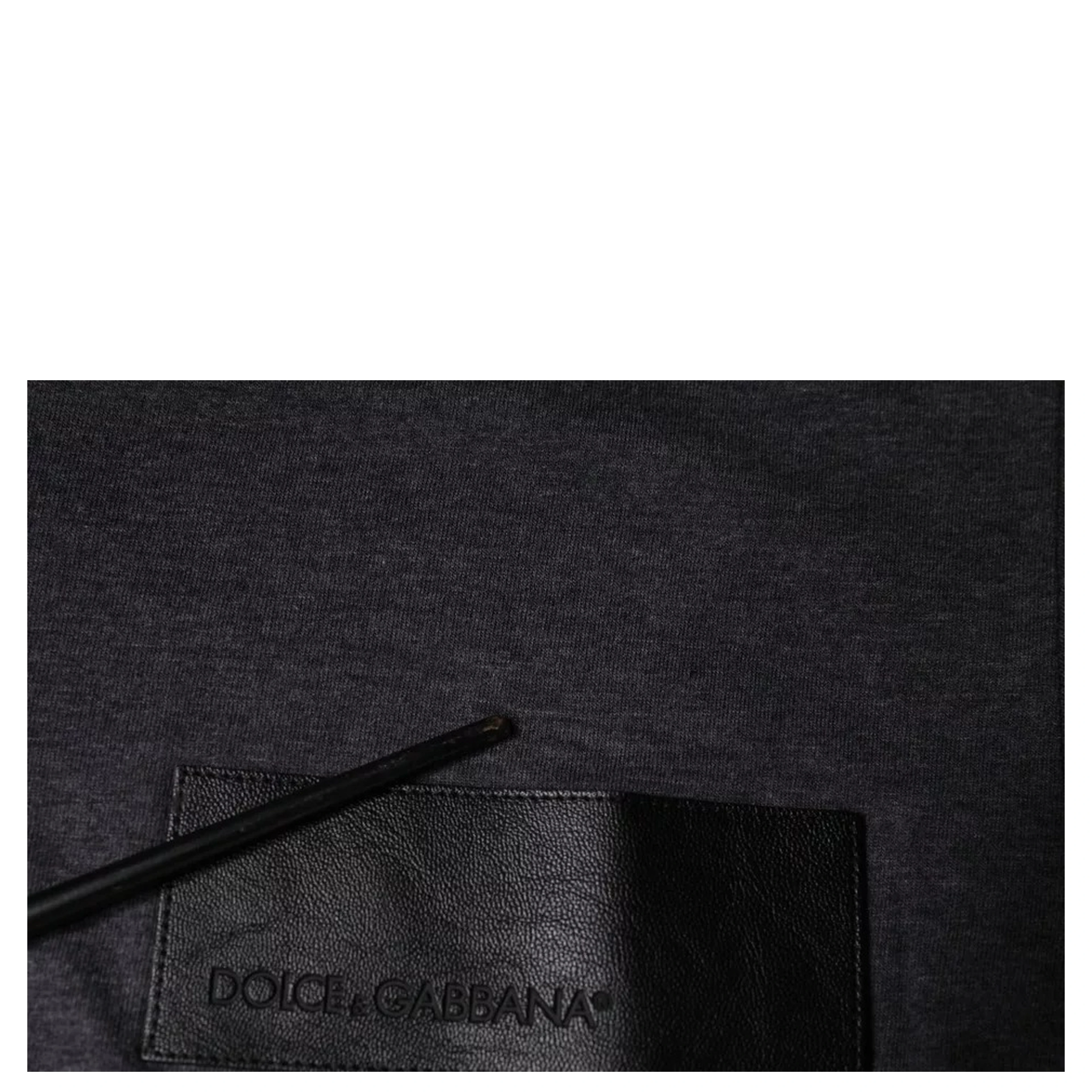 Gray Logo Patch Cotton Crew Neck T-shirt