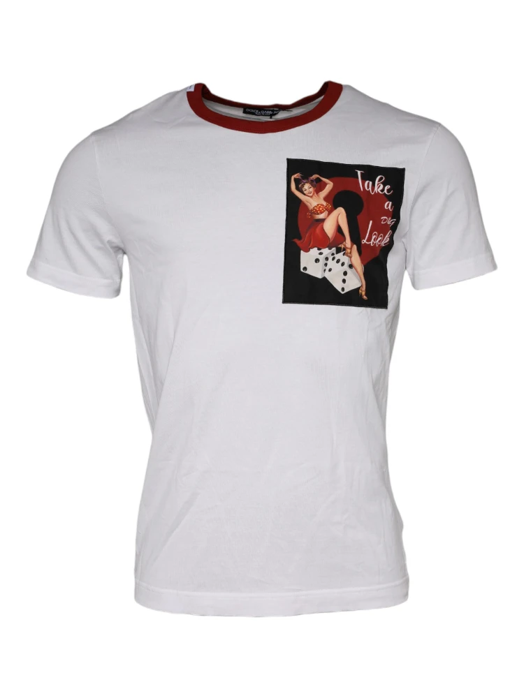 White Graphic Print Cotton Crew Neck T-shirt