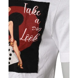 White Graphic Print Cotton Crew Neck T-shirt
