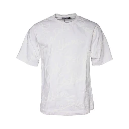 White Logo Print Cotton Crew Neck T-shirt