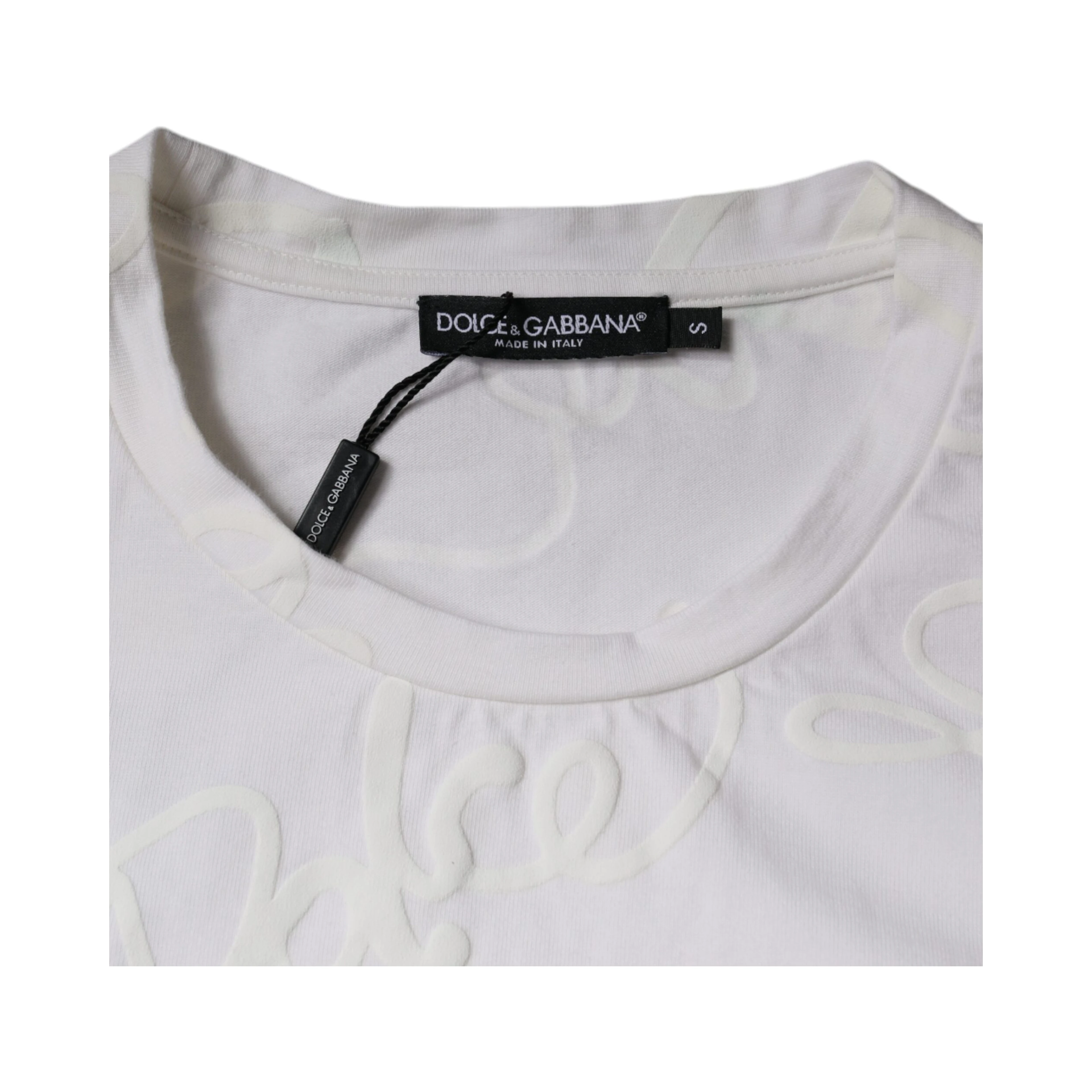 White Logo Print Cotton Crew Neck T-shirt