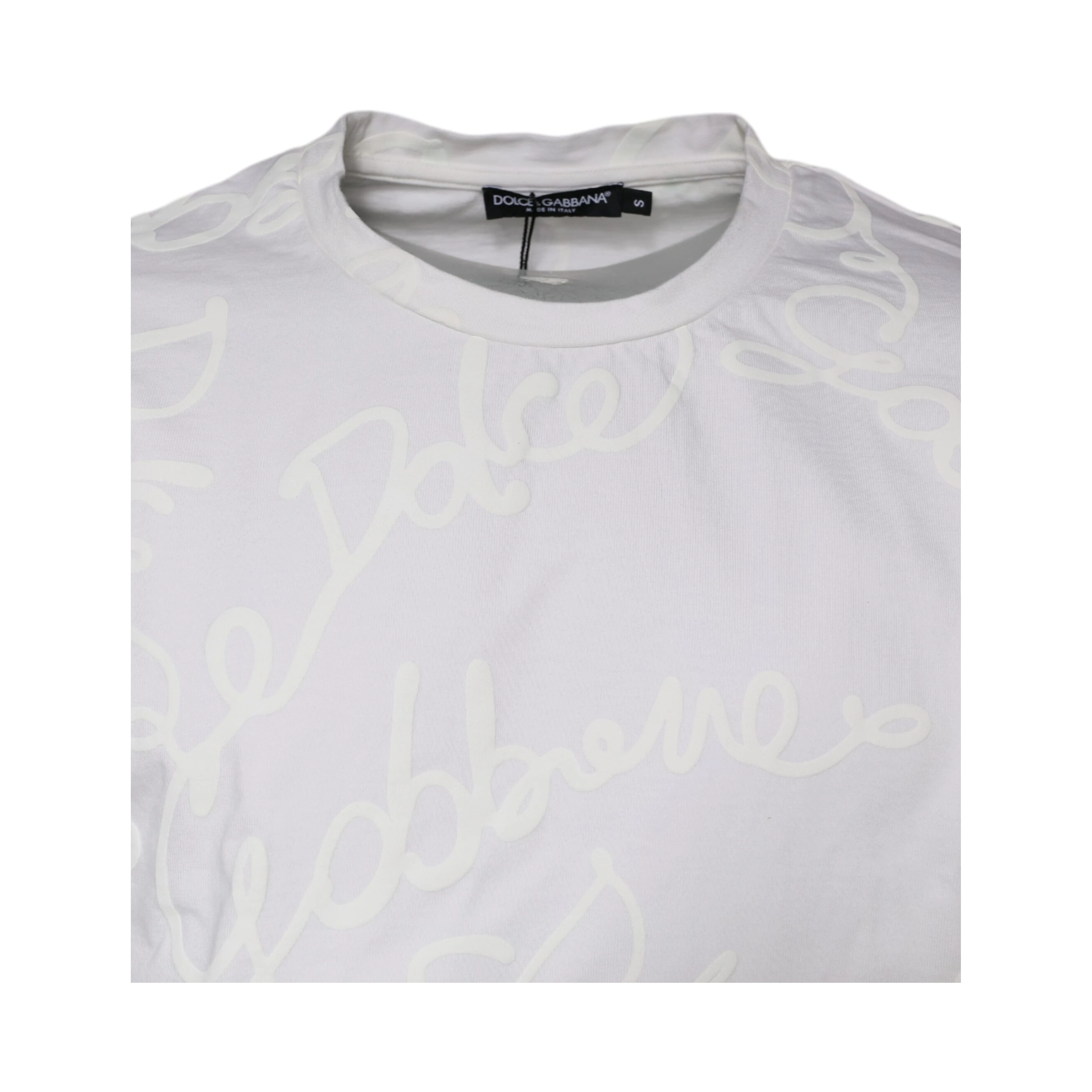 White Logo Print Cotton Crew Neck T-shirt