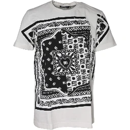 White Bandana Print Cotton Short Sleeves T-shirt