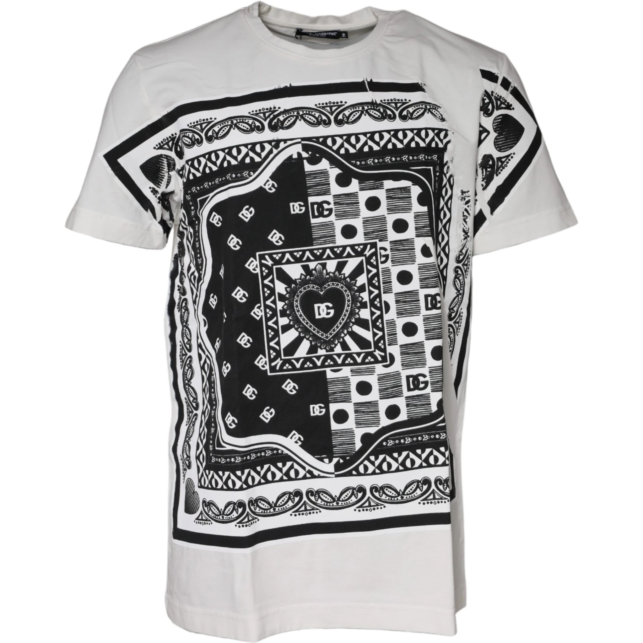 White Bandana Print Cotton Short Sleeves T-shirt