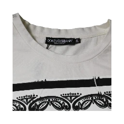 White Bandana Print Cotton Short Sleeves T-shirt