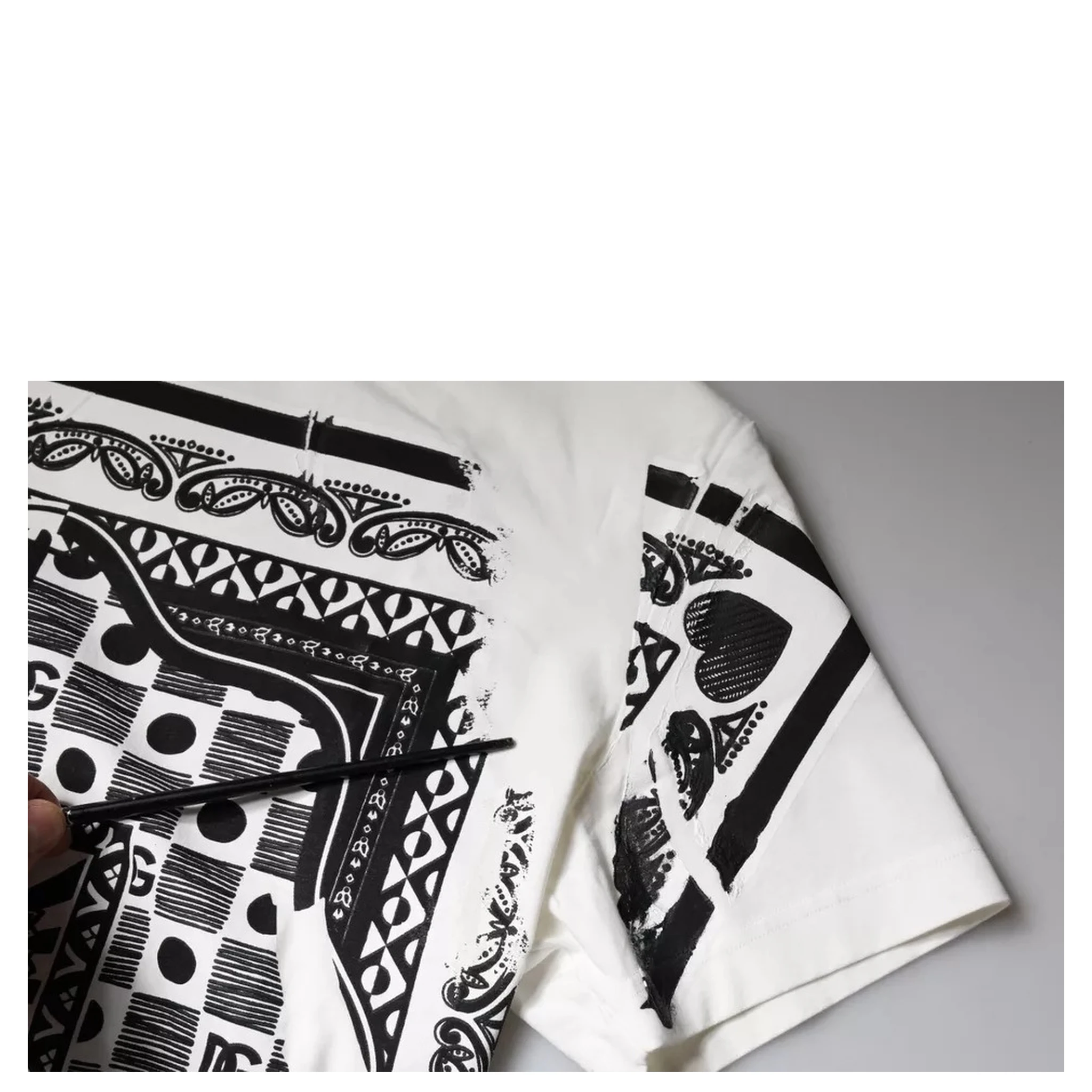 White Bandana Print Cotton Short Sleeves T-shirt