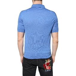 Blue Cashmere Short Sleeves Men Polo T-shirt