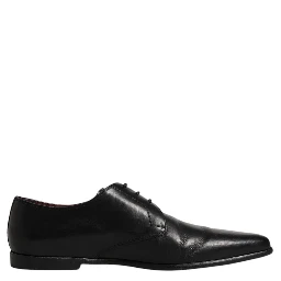 Black Leather Lace Up Men Derby Formal Shoes