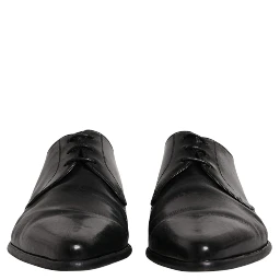 Black Leather Lace Up Men Derby Formal Shoes